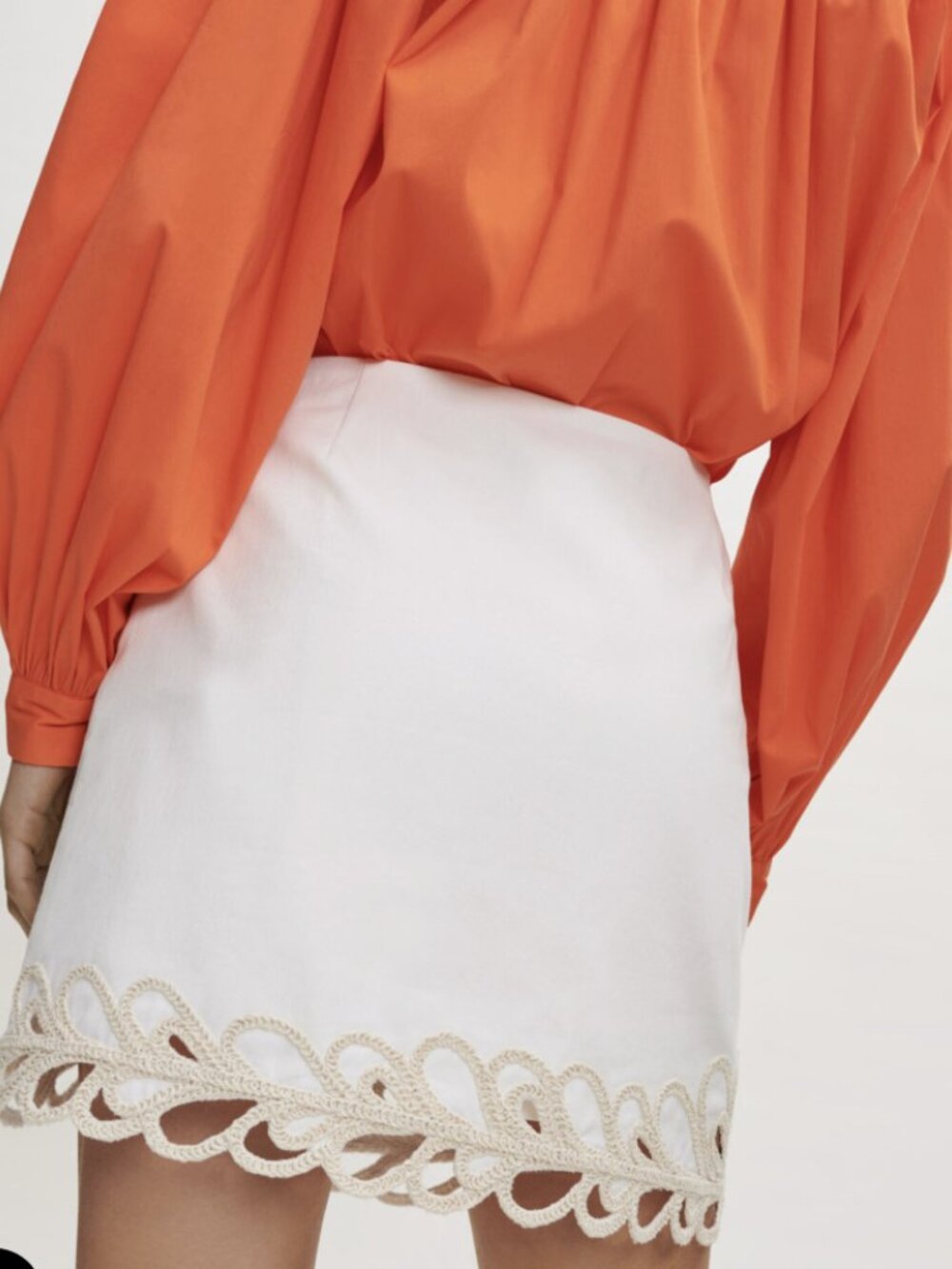 MAJE Janetty Embroidered High Waist Cotton Mini Skirt Cream Coastal Quiet Luxury - Picture 2 of 14